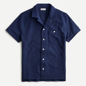 J. Crew Short-sleeve beach terry camp-collar shirt blue medium M